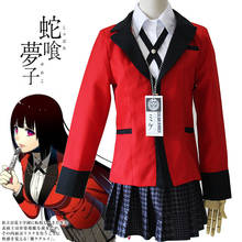 Disfraz de Anime Kakegurui Yumeko Jabami para niñas, conjunto completo de uniforme escolar japonés, chaqueta con capucha y cremallera, falda y calcetín 2024 - compra barato