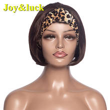 Joy & luck-peruca curta de cabelo sintético, peruca bob envoltório, cabeça, virilha reta e ligada, turbante 2024 - compre barato
