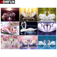 HOMFUN-pintura de diamante 5D DIY "Swan flower love", bordado de diamantes de imitación, punto de cruz, decoración del hogar 2024 - compra barato