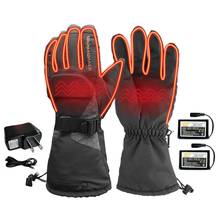 Перчатки с подогревом на батарейках, теплые перчатки, водонепроницаемые зимние Термические перчатки, теплые перчатки с сенсорным экраном для спорта на открытом воздухе 2024 - купить недорого
