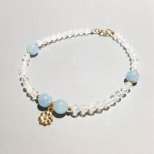 Liiji pulseira com pingente flor dourada 925, bracelete com pedra de lua natural, flor esterlina e dourada para mulheres e crianças 2024 - compre barato