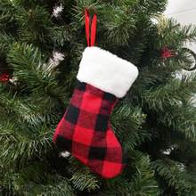 Christmas Stockings Plaid Cute Plaid Stocking Candy Bag Christmas Decorations Xmas Tree Decor Ornaments 2024 - buy cheap