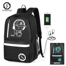 USB Charge Luminous Unisex Backpack Anti-theft teenager School Bag for Girls Boys Laptop Backpack fashion Student book bags 2024 - buy cheap