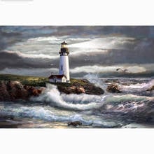 5D DIY Full Square Diamond Painting Cross Stitch "Lighthouse in the Wav" 3D Diamond Embroidery Rhinestone Mosaic Home Decor Gift 2024 - buy cheap