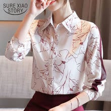 Women Shirt New Classic Chiffon Blouse Female Elegant Print Loose Long Sleeve Shirts Lady Simple Style Tops Clothes Blusas 10881 2024 - buy cheap