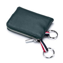 Маленький легкий кошелек с кольцом для ключей, дизайнерский сплит-кожаный бумажник большой вместимости для мелочи с ладонями, 3 цвета на выбор 2024 - купить недорого