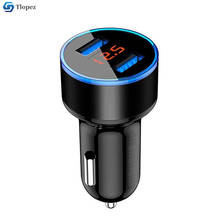 Автомобильное зарядное устройство с двойным USB 3,1 А, со светодиодным дисплеем, детектор напряжения для автомобиля, монитор для Iphone X 8 Samsung Ipad, клеммы для автомобильных аккумуляторов 2024 - купить недорого