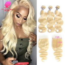 Queen Beauty 613 Honey Color Blonde Body Wave Remy Human Hair 4x4 Malaysian Lace Closure with Bundle Deals 8 - 30 32 34 36 Inch 2024 - buy cheap