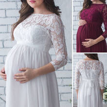 Citgeett Summer Solid Pregnant Women Lace Dress Women Dress Maternity Props Ball Gown Casual Dress Pregnant Mother Clothes 2024 - buy cheap