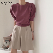 Neploe O Neck Pullover Short Sleeve Knit Sweater Women Simple Solid Summer 2022 New Loose Pull Femme All Match Sueter 2024 - buy cheap