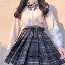 [Smoky Gray] Girl's Women's Japanese Summer High Waist Pleated Plaid Skirts For JK School Uniform Students Cloths 2024 - buy cheap