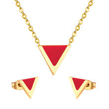 LUXUKISSKIDS Jewellery Fashion Necklaces Earrings Stainless Steel Triangle Shell Dubai Wedding Indian Jewelry Set For Women Girl 2024 - buy cheap