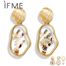 IF ME Gold Fashion Korean Drop Earrings For Women 2019 NEW Vintage Geometric Irregular Round Metal Sequin Dangle Earring Jewelry 2024 - buy cheap