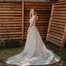 Wedding Dress Cap Sleeve Low Back Lace Appliques Gorgeous Bridal Gown Floor Length Chapel Train Graceful robe de soirée courte 2024 - buy cheap