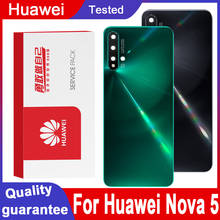 Carcaça traseira de alta qualidade para substituição em huawei nova 5, tampa traseira, bateria de vidro com lente de câmera para huawei nova 5 2024 - compre barato