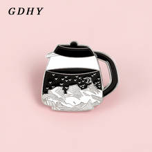 GDHY Fashion Teapot Coffee Pot Enamel Nature Pins Mountain Forest Adventure Moon Star Brooches Badge Travel Pin Women Gifts 2024 - buy cheap