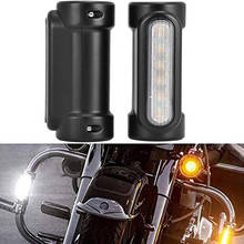 Barra de luz indicadora de giro para motocicleta Harley Touring, barra de luz LED negra/cromada para motocicleta, color ámbar y blanco 2024 - compra barato