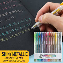 12pçs conjunto de canetas de cores metálicas, destacando o desenho, marcador de arte, delineador de metal, iluminador de casa, diy, diário, pintura escolar f780 2024 - compre barato