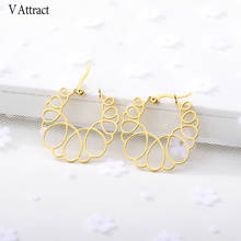 V Attract vintage Steel Hollow Design earrings gold fashion Round Earring Stainless girl Birthday Gift 2024 - buy cheap