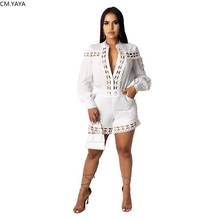 CM.YAYA Women Lace Hollow Out Bodysuits Sexy Fitness V-Neck Rompers Street Night Club Party Jumpsuits One Piece Playsuit Overall 2024 - buy cheap