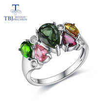 Tourmaline rings good multi-color natural gemstone originality design 925 sterling silver fine jewelry for women daily wear 2024 - buy cheap