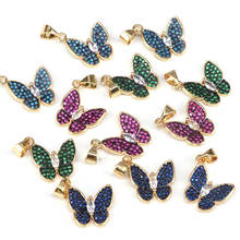 10 peças, pingente de borboleta colorida cz micro empedrado, pingente de borboleta, pingente de borboleta para colar brinco, fabricação de jóias ac 2024 - compre barato
