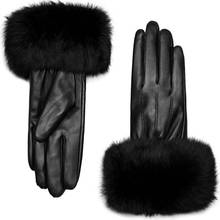 Brand Touch Screen Genuine Leather Gloves for Women Winter Warm Rabbit Fur Gloves Ladies Elegant Leather Gloves High Quality 2024 - buy cheap