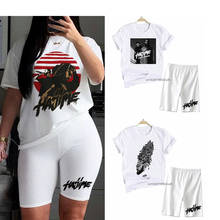 Camiseta feminina de duas peças, roupa sexy para meninas, estampa de banda harajuku, hip hop, uso no verão 2024 - compre barato