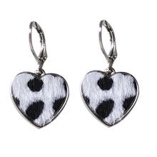 New Cow spot vintage metal heart love hoop Earrings women simple Autumn winter velvet jewelry 2024 - buy cheap