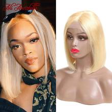 Ali Annabelle 613 Blonde Short Bob Wigs Brazilian Straight Human Hair Wigs Lace 13x5 + 5x1 Pre Plucked Lace Part Wigs 613 Blonde 2024 - buy cheap