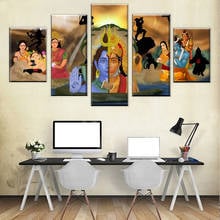 Pintura de arte de pared con impresión HD, 5 piezas, lienzo de Hanuman y Shiva, Budismo indio, Ganesha, decoración del hogar, arte de pared 2024 - compra barato