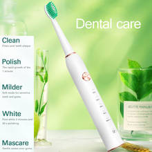 Waterproof Acoustic Wave Electric Toothbrush Rechargeable Travel Toothbrush 6 Brush Heads Adult 2024 - buy cheap