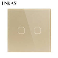 UNKAS Smart Home EU Touch Switch LED Wall Light 220V 2 Gang 1 Way Waterproof Crystal Tempered Glass Panel 2024 - buy cheap