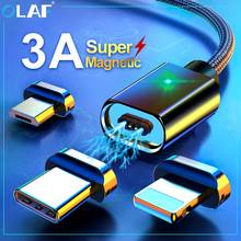 Магнитный USB-кабель OLAF 3A, кабель для быстрой зарядки Micro USB Type-C для iPhone, Samsung, Xiaomi, Huawei, Магнитный зарядный кабель для телефона 2024 - купить недорого