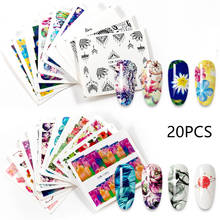 20 Designs Nail Stickers Set Mixed Floral Geometric Nail Art Water Transfer Decals Sliders Flower Leaves Manicures Decoration 2024 - buy cheap