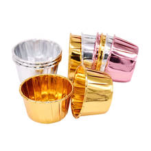 Tazas de papel para cupcakes, molde de aluminio dorado, plateado y rosa para hornear magdalenas, herramientas de decoración de pasteles DIY, 50 Uds. 2024 - compra barato