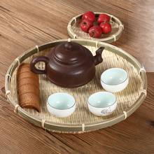 Handmade Bamboo Weave Round Storage Tray Fruit Dish Rattan Bread Basket for Picnic Sundry Container 2024 - buy cheap