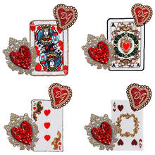 1set/3pc Rectangular Badge Embroidery Sequin Poker Beaded Playing Card Heart Applique Paillette Game Patches for Clothing 2024 - buy cheap