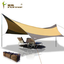 Flytop tenda de ferro uv 550x560cm, tenda de praia de alta qualidade, proteção solar, acampamento, barraca de acampamento com tecido oxford revestido a prata 2024 - compre barato