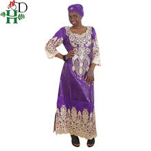 H & d africano vestidos para as mulheres 2021 novo africano maxi vestido lantejoulas vestido de festa brilhante senhoras elegantes 2 peça conjunto vestido com turbante 2024 - compre barato