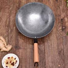 Wok Традиционная ручная железная вок антипригарная сковорода с антипокрытием газовая плита кухонная посуда 36 см Высокое качество Woks китайский Утюг 2024 - купить недорого