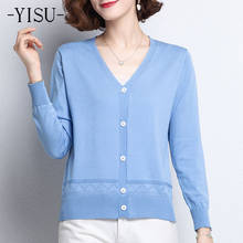 YISU Woman clothing Cardigan V-Neck Cardigan Coat Solid color Long sleeve Sweater Spring Autumn Tops simple Knitted Coats Female 2024 - buy cheap