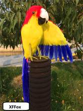 creative real life yellow&dark blue parrot model foam&feather one wing parrot bird gift about 30cm xf2594 2024 - buy cheap