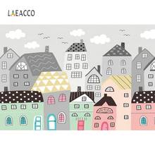 Laeacco-Fondo de Casa colorida para estudio fotográfico, decoración de cómic para el hogar, grafiti de dibujos animados para fiesta, fotografía personalizada 2024 - compra barato
