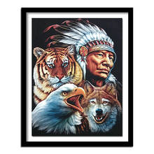5D DIY diamond embroidery Indians&tiger&wolf diamond painting Cross Stitch full square Rhinestone  home decoration 2024 - buy cheap