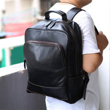 Nesitu-mochila de gran capacidad para hombre y mujer, bolso de viaje para ordenador portátil de 14 "y 15,6", piel auténtica negra, de alta calidad, M008 2024 - compra barato