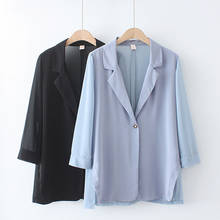 Blazer feminino chiffon com um botão, jaqueta blazer feminina folgada plus size 5xl casual 811 2024 - compre barato