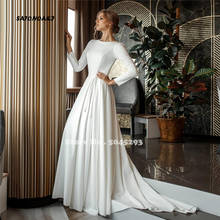 Boho Muslim Wedding Dresses Long Sleeve Lace Appliques O-Neck A-Line Simple Princesa Bridal Gowns Vestido De Noiva  Robe Mariée 2024 - buy cheap
