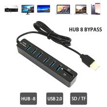 Hub usb 2.0, leitor de cartão sd/tf, alta velocidade, tudo em um para pc, acessórios para computador, multi usb, 3 portas usb 2.0 2024 - compre barato