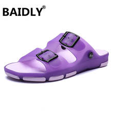 Women Jelly Shoes Home Non-slip Summer Hole Shoes Female Flat Slippers Plastic Female Girls Waterproof EVA Women Slippers 2024 - buy cheap